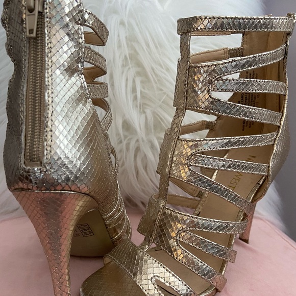 Nine West gold gladiator stilettos - Picture 2 of 3